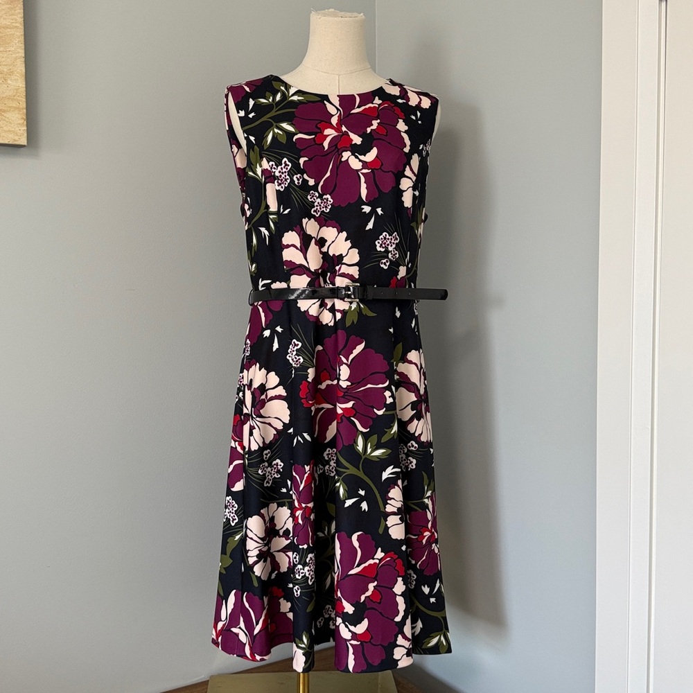 Tommy Hilfiger Black Midi Dress with Plum & Blush Floral